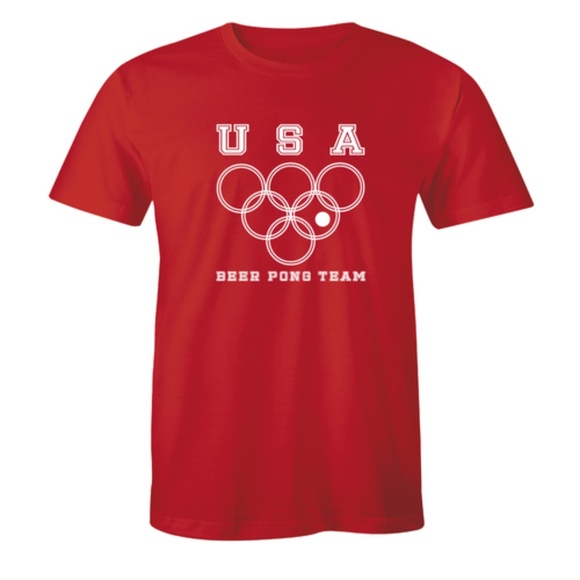 USA Beer Pong Team Drinking Party Olympics T-shirt - Picture 1 of 3